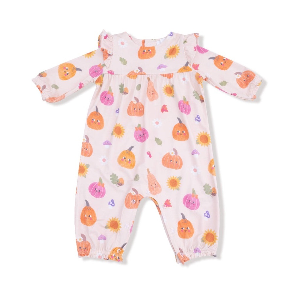 NWT Pink Autumn Pumpkins Ruffle Sleeve Romper by Angel Dear